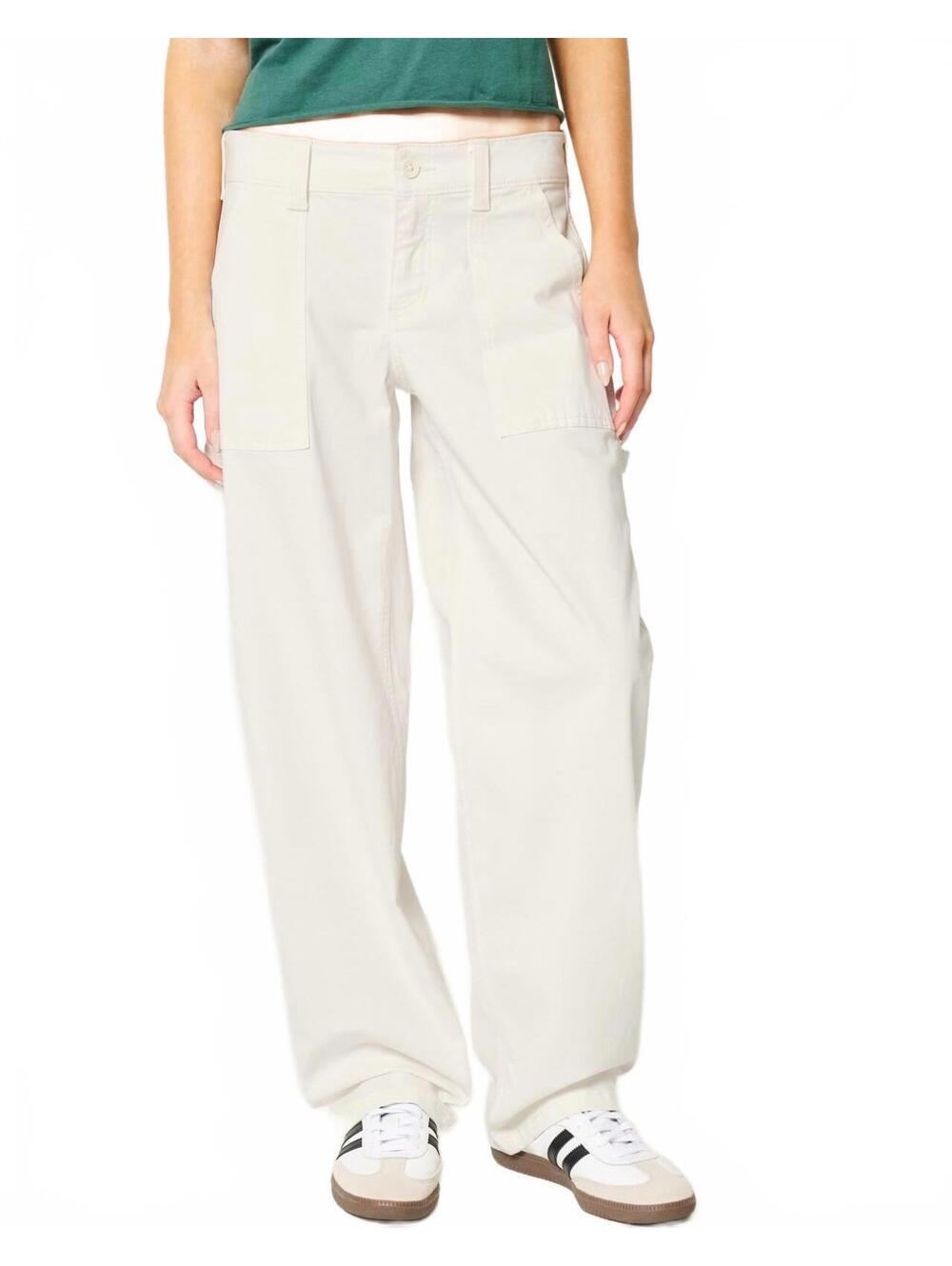 Hollister Low-Rise Tapered Baggy Carpenter Pants Cloud White Size 00S - Picture 3 of 4